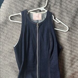 REVICE Navy Denim Zip-Up Top